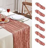 6 Pack Dusty Rose Cheesecloth Table Runner 10FT Long Boho Gauze Table Runner Rustic Sheer Runner for Wedding Bridal Baby Shower Birthday Party Table Decor Thanksgiving Christmas Decorations