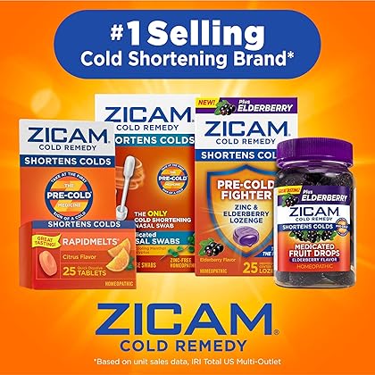 Zicam Cold Remedy Zinc Rapidmelts, Citrus Flavor, 25 Count (Pack of 1)