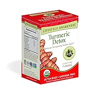 Lifestyle Awareness Turmeric Detox Balance Tea, Caffeine Free, 20 Count (Pack of 6) (Packaging May Vary)