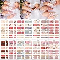 14 Sheets Nail Stickers Full Nail Wraps Self Adhesive Nail Design Floral Nail Polish Strips Stickers with Nail File Glitter Nail Polish Decals Flowers Leaf Nail Strips Stickers for Women DIY Manicure