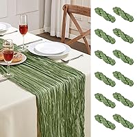 12 Pack Sage Green Cheesecloth Table Runner 10FT Long Boho Gauze Table Runner Rustic Sheer Runner for Wedding Bridal Baby Shower Birthday Party Table Decor Thanksgiving Christmas Decorations