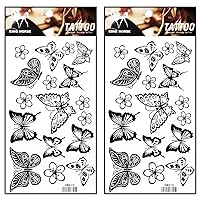 Tattoos 2 Sheets Beautiful Black Butterfly flower Temporary Fake Tattoos Fantasy Fashion Women Sexy Body Painting Tatoo Sticker for Kid Teens Men Women