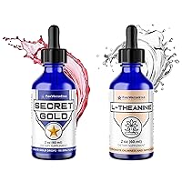 Liquid Gold Drops + L-Theanine (Liquid Calm) - 200mg - 2oz - 99% Pure Bioactive L-Theanine - Non-GMO, Organic, Natural, Vegan - Helps to Promote Calmness, Relaxation, Improved Mood, Restful Sleep