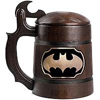 Bat Animated Series Cartoon Wooden Beer Mug, Bat Animated Series Beer Stein, Custom Beer Stein, Gamer Gift, Gamer Tankard, Gift for Men, Gift for Him