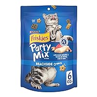 Purina Friskies Cat Treats, Party Mix Beachside Crunch - (Pack of 6) 6 oz. Pouches