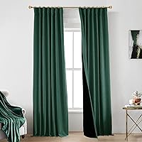 PANELSBURG Army Green Curtains for Living Room Modern Organic 2 Panels Blackout Boho Forest Green Curtains for Dark Academia Room Decor Sunroom Residence Apartment,108 Inches Long,Emerald