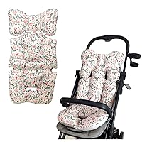 Baby Stroller Seat Cushion Cotton Seat Pads Car Seat Liner Universal Thick Padding for Carriage, Bassinet Pram–Soft and Breathable - Pink