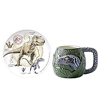 Zak Designs Jurassic World Dominion Movie Ceramic Sculpted Mug and Plate Set for Coffee, Tea, Breakfast or Dessert, 3D Character Collectible Keepsake (2-Piece, Non BPA)