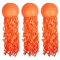 Jellyfish Paper Lantern Hanging Decoration, UNIIDECO Jelly Fish Mermaid Decor for Party, Under The Sea Mermaid Birthday Party Supplies, Ocean Theme Classroom Decorations (Orange)