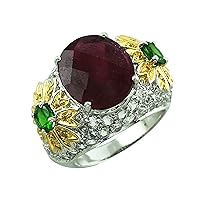 Stunning Ruby Gf Oval Shape 14X12MM Natural Earth Mined Gemstone 14K White Gold Ring Wedding Jewelry for Women & Men