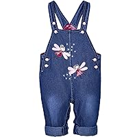 Peacolate 3M-3Years Baby Girls Denim Overalls Embroidery Bib Pants Jeans Jumpsuit
