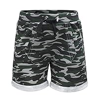 Boys Drawstring Elastic Waist Camouflage Sports Workwear Versatile Casual Shorts with Pockets