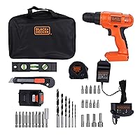 BLACK+DECKER 20V MAX Drill & Home Tool Kit, 34 Piece (BDCD120VA), Orange