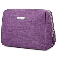 Large Makeup Bag Zipper Pouch Travel Cosmetic Organizer for Women (Large, Purple)