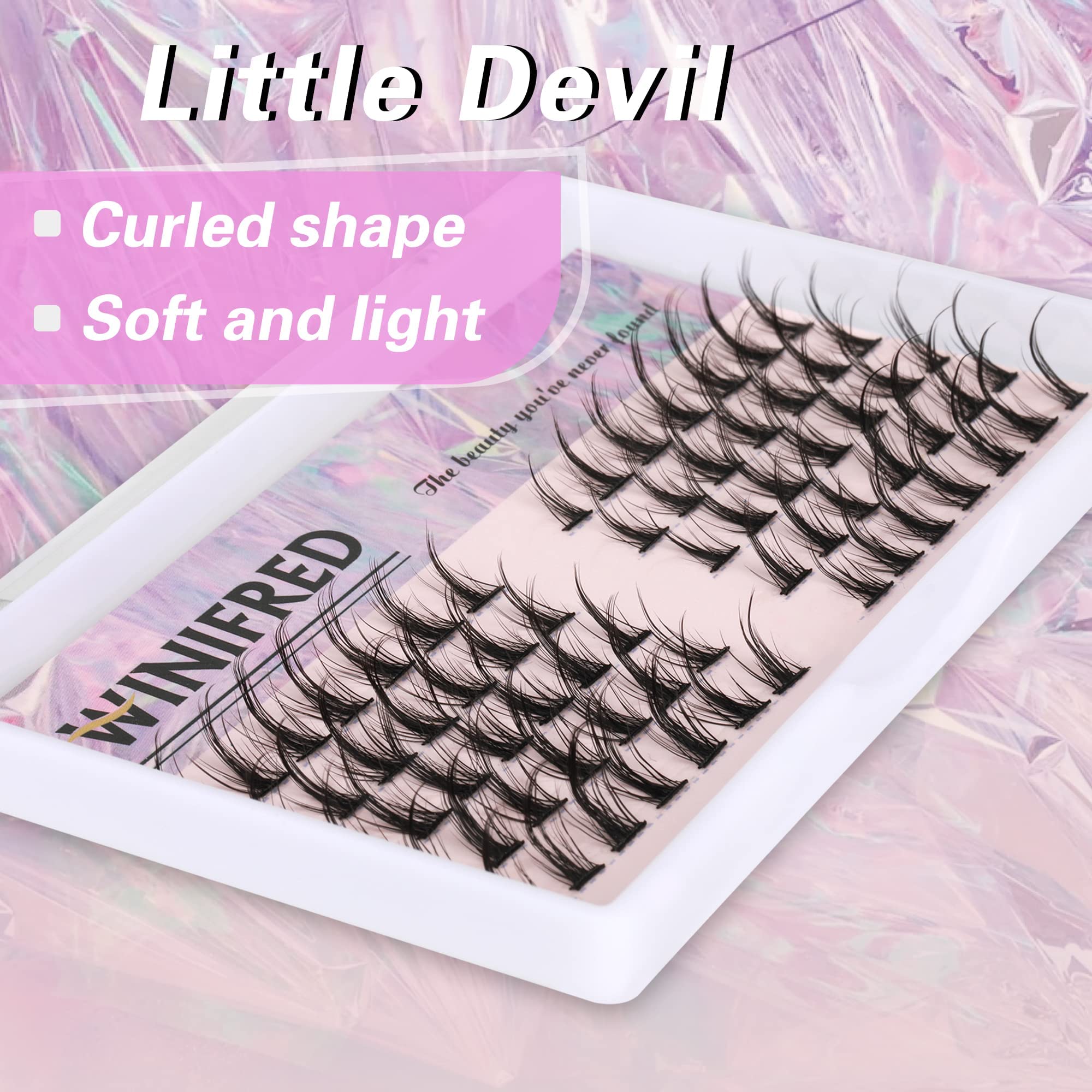 Individual Manga Lashes Clusters Natural Look Eyelashes Spiky Little Devil Wispy Mixed Length DIY Lash 14mm Hybrid Asian Japan Lashes Mink False Eyelashes by Winifred