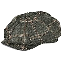Men's Newsboy Cap High Woolen Tweed Gatsby Hat Ivy Cabbie Flat Golf Cap for Dads Women Unisex