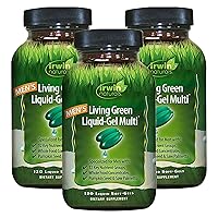 Men's Living Green Liquid-Gel Multi - 70 Essential Nutrients, Full-Spectrum Vitamins, Wholefood Blend - Targeted Adrenal & Brain Support - 120 Liquid Softgels (Pack of 3)
