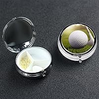 Pill Case Round Pill Box with 3 Compartment Sport Golf Ball Pill Organizer Waterproof Medicine Organizer Box for Travel Metal Pill Containers for Medication Planner