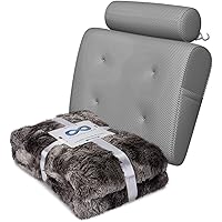 Everlasting Comfort Luxury Bath Pillow & Plush Throw Blanket Bundle - Ultimate Relaxation & Cozy Comfort - Home Spa Experience