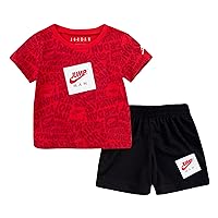Jordan Little Boys Jumpman AOP Shirt and Shorts 2 Piece Set (Red(65A358-023)/Black, 12 Months)