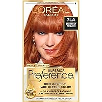L'Oreal Paris Superior Preference Fade-Defying + Shine Permanent Hair Color, 7LA Lightest Auburn, Pack of 1, Hair Dye