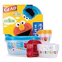 GladWare - Multi Pack - 9ct - Sesame Street Food Storage Containers with Lids | Mixed Sizes Kids Food Containers with Sesame Street Designs, 18 Pc Set | Elmo, Big Bird, Cookie Monster Food Containers