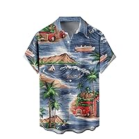 Mens Short Sleeve Button Down Shirts Casual Printed Button Up Shirts Hawaiian
