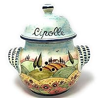 CERAMICHE D'ARTE PARRINI- Italian Ceramic Onions Jar Holder Hand Painted Made in ITALY Tuscan Art Pottery
