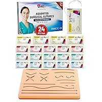 Suture Practice Pad and 24 pcs Suture Thread with Needles - Medical and Nursing Surgical Suture Kit - Demonstration and Training Only
