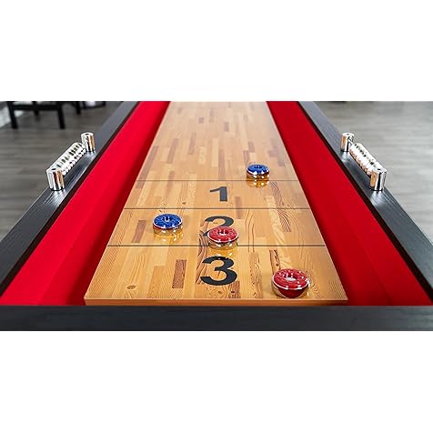 Hathaway BG1203 Avenger 9-Foot Avenger Shuffleboard for Family Game Rooms with Padded Gutters, Leg Levelers, 8 Pucks and Wax, Black