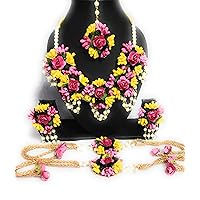 Flower Designer Jewellery Set For Women And Girls Mehandi Haldi Bridal Baby Shower Marriage