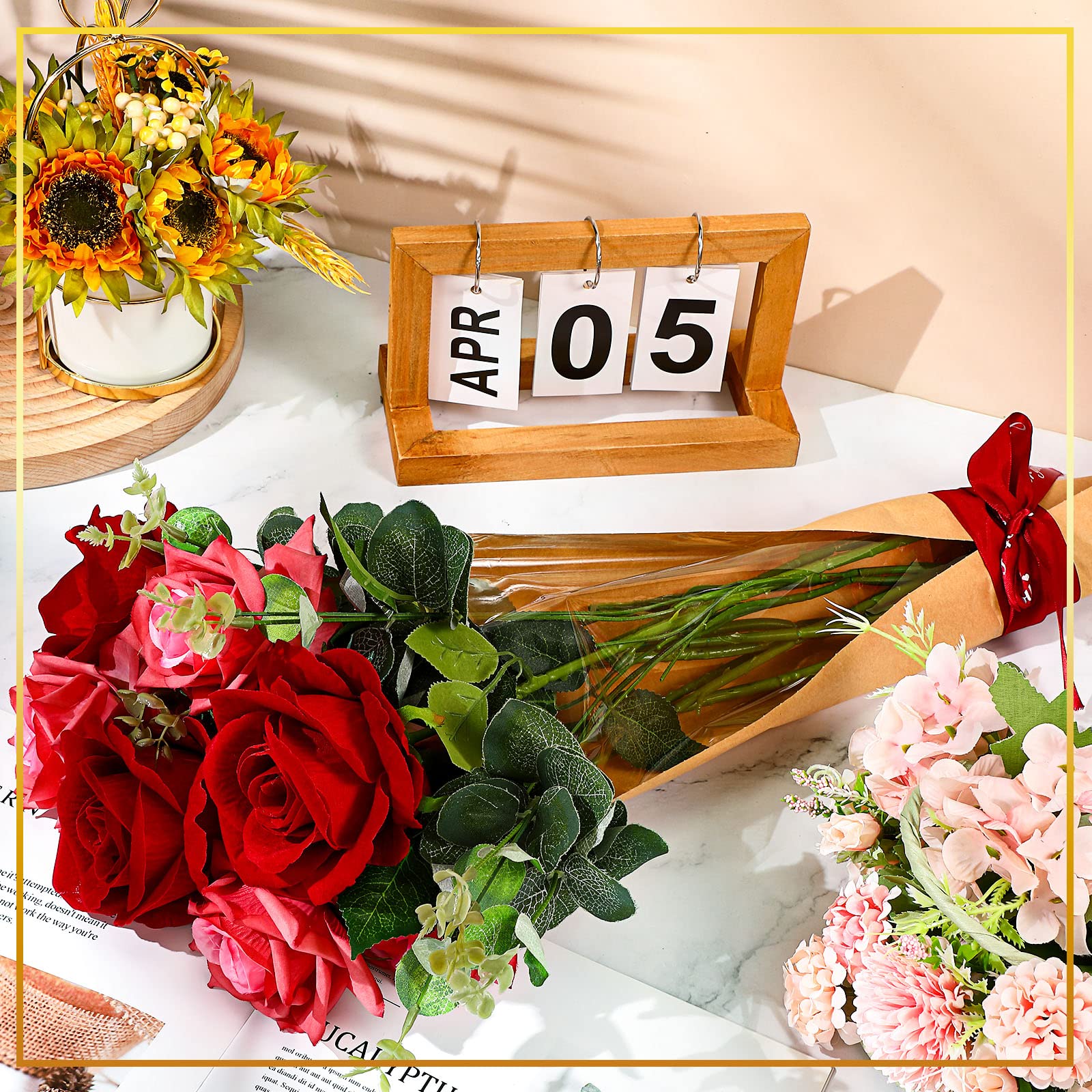 100 Pcs Flower Bouquet Wrapping Paper Flower Rose Sleeves Bulk Flower Bags for Bridal Shower Wedding Graduation Anniversary Birthday Mother's Day (24.8