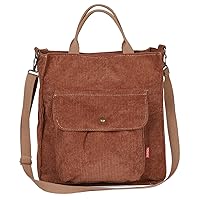 Etercycle Crossbody Bag, Corduroy Tote Bag for Women Casual Shoulder Handbags Big Capacity Shopping Bag with Zipper and Pocket (Brown)