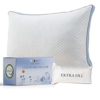 California Design Den Luxury Queen Size Pillow - Adjustable Loft Memory Foam - Soft Down Alternative - Cooling Luxury Hotel Pillows for Back, Stomach or Side Sleepers - Medium Soft, CertiPUR-US