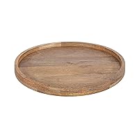 Kate and Laurel Halsey Round Lazy Susan Tray Organizer, 18 Inch Diameter, Natural Brown, Transitional Round Countertop Organizer with Turning Lazy Susan for Kitchen Storage