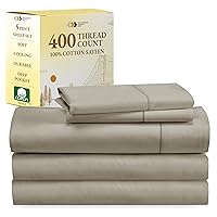 Split King Sheets for Adjustable Bed, Soft 100% Cotton Sheets, 400 Thread Count Sateen, 5 Pc Set With 2 Twin-XL Fitted Sheets, Deep Pocket Sheets, Cooling Sheets, Beats Egyptian Cotton Claims (Taupe)