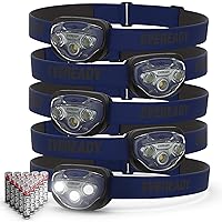 EVEREADY LED Headlamps Pro200 [5-Pack], IPX4 Water Resistant, Bright and Durable Head Lights for Camping, Hiking, Emergency Power Outage (Batteries Included)