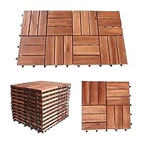 Hardwood Interlocking Patio Deck Tiles (Pack of 10 12