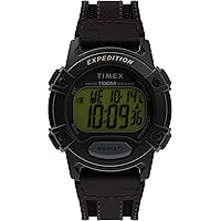 Timex Men's Expedition CAT 41mm Watch - Brown Strap Digital Dial Black Case