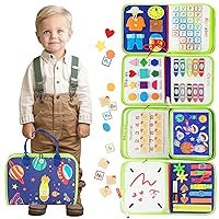 BELLOCHIDDO Busy Board - 8 in 1 Toddler Busy Board with Preschool Educational Activities Learning Fine Motor Skills, Sensory Toys - Montessori Toy for 1 2 3 4 Year Old, Gift for Boys Girls, Blue