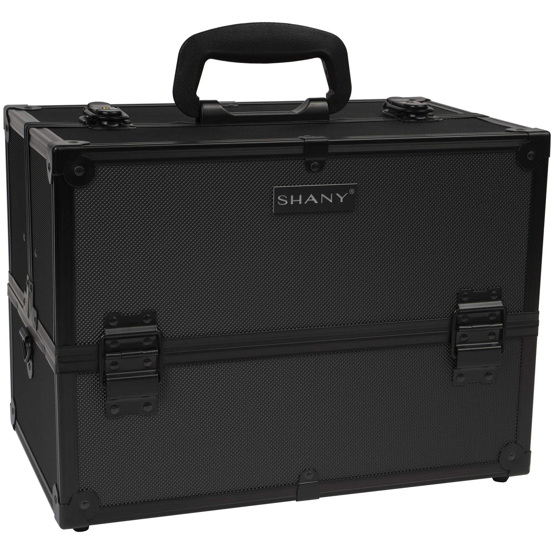 SHANY Essential Pro Makeup Train Case with Shoulder Strap and Locks - Black On Black