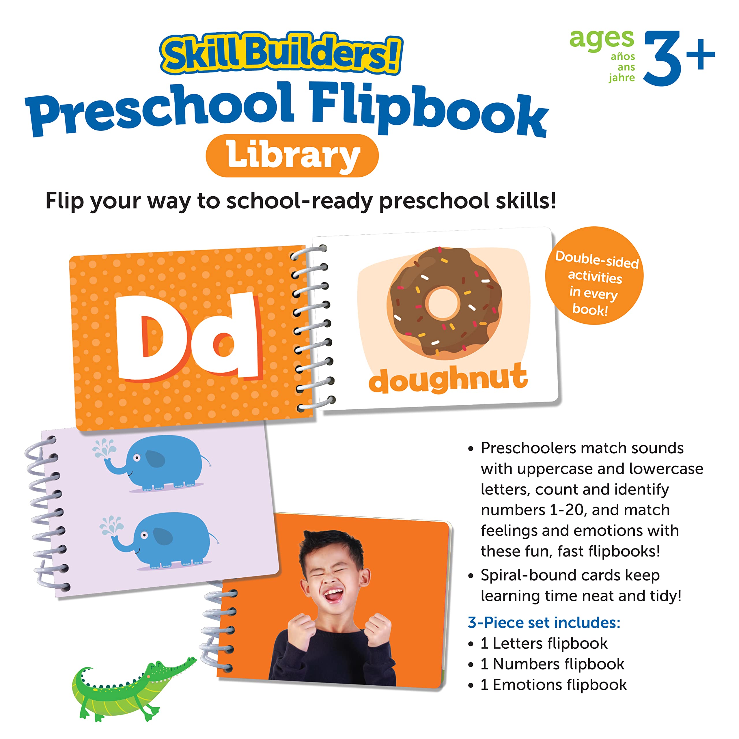Learning Resources Skill Builders! Preschool Flipbooks -3 Pieces, Ages 3+, Preschool Learning Activities, ABC and Numbers for Toddlers, Activity Book,Back to School