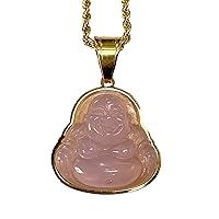 Mens Laughing Buddha Purple Pink Jade Pendant Necklace Rope Chain Genuine Certified Grade A Jadeite Jade Hand Crafted, Jade Necklace, 14k Gold Filled Laughing Jade Buddha Necklace, Jade Medallion