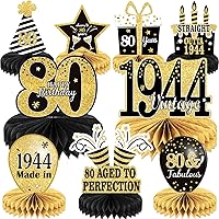9PCS 80th Birthday decorations 80th birthday Centerpieces for Tables Decorations Vintage 1944 Honeycomb Table Topper Back in 1944 80th Birthday Decorations for Men and Woman 80 Years Birthday Party