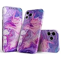 Full Body Skin Decal Wrap Kit Compatible with iPhone 15 Pro Max - Blue & Pink Acrylic Abstract Paint V2