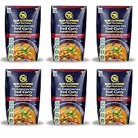 Blue Elephant Red Curry Sauce Premium Royal Thai Cuisine - Authentic Ingredients for Quick and Easy Thai Meals at Home 10.6oz, 6-Pack