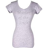 V-neck Tee Cotton T-shirt Top Studded Crystal Mother of the Bride Shower Gift