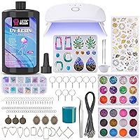 LET'S RESIN Jewelry Making Kit - 153Pcs Highly Clear Resin with Upgraded UV Lamp, Resin Accessories for Keychains, Jewelry