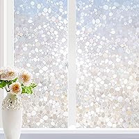 rabbitgoo Window Privacy Film, Decorative Window Clings, UV Blocking Window Coverings Static Cling Non Adhesive Door Window Stickers, Stained Glass Rainbow Window Vinyl, 3D Pebble, 35.4 x 157.4 inches