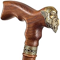 Asterom Cane - Handmade Viking Walking Cane - Canes for Men - Wooden, Unique, Cool, Walking Sticks for Men & Seniors (Thor in Caramel)